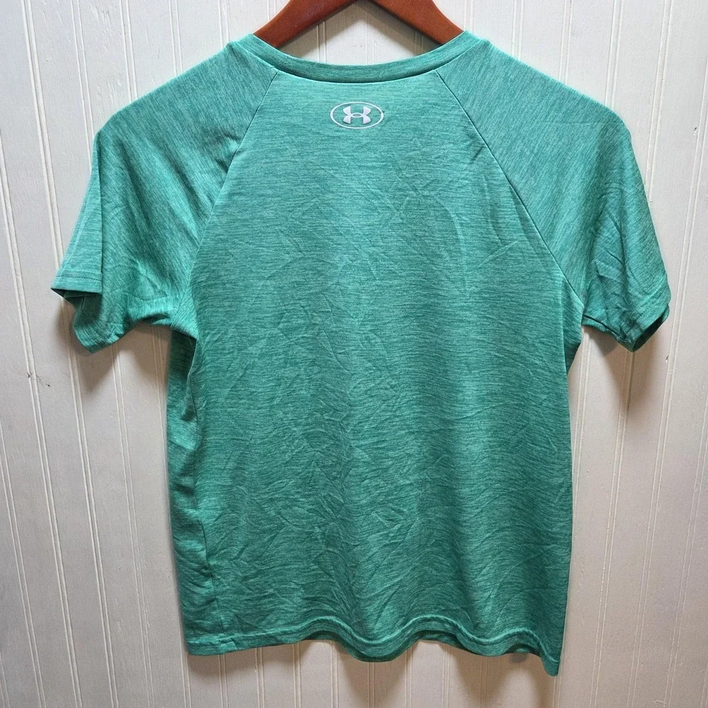 Under Armour Shirt Youth XL Green‎ HeatGear Loose Fit Graphic Short Sleeve Gym